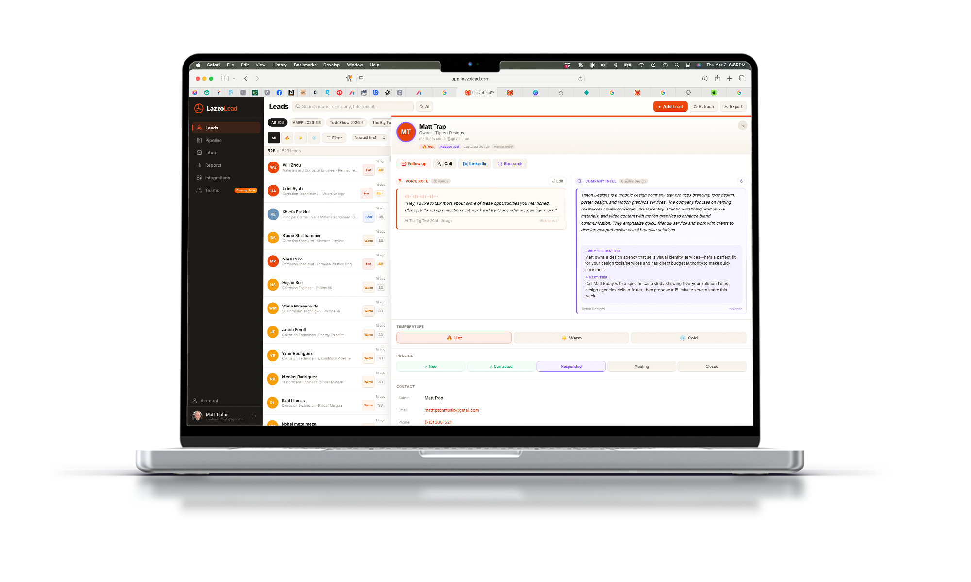LazzoLead web dashboard